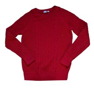 GAP Women’s Red Cable Knit Crewneck Sweater Size Small